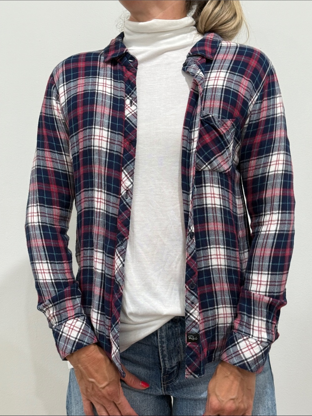 Rails Navy, Burgundy & White Plaid Button-Down Shirt